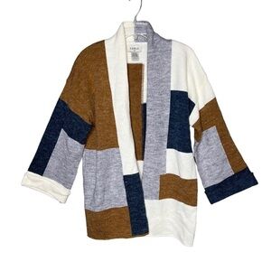 FABLE Open Front Block Patch Knit Cardigan